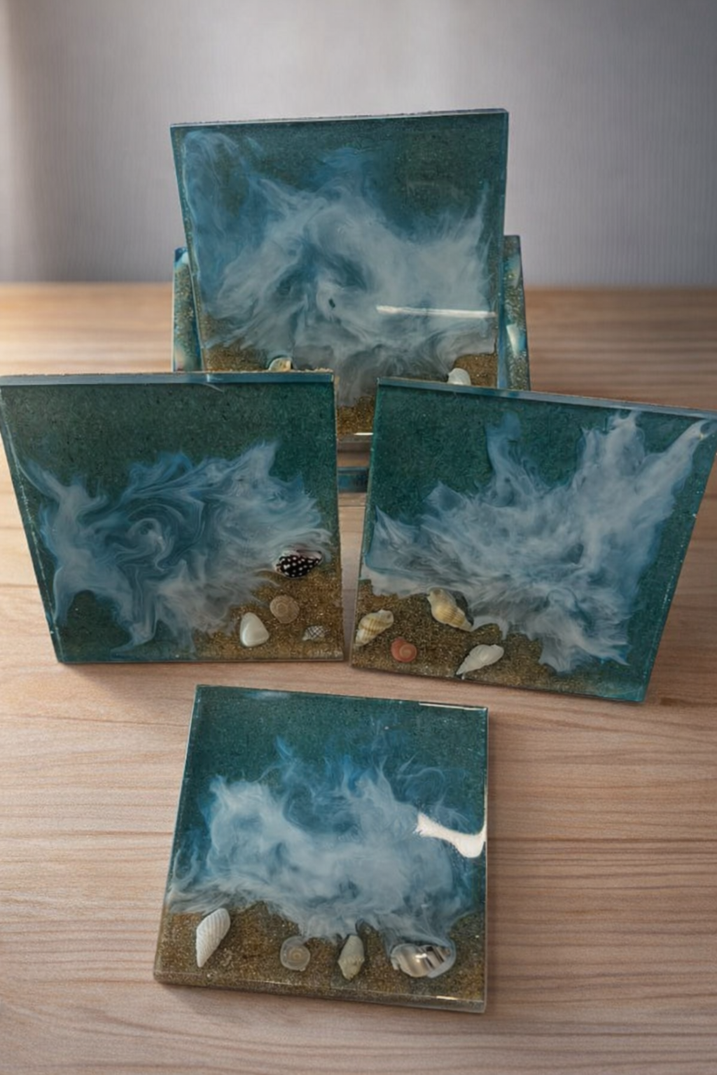 Beach Themed Coaster Set (Set of 4 with Holder)