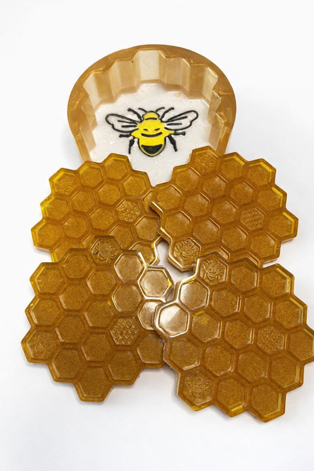 Honeycomb Coaster Set (Set of 4 with Holder)
